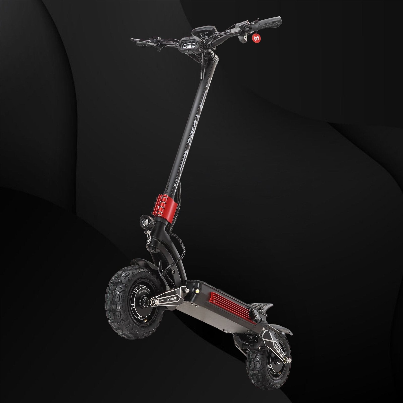 YUME Raptor electric scooter rider on a trail