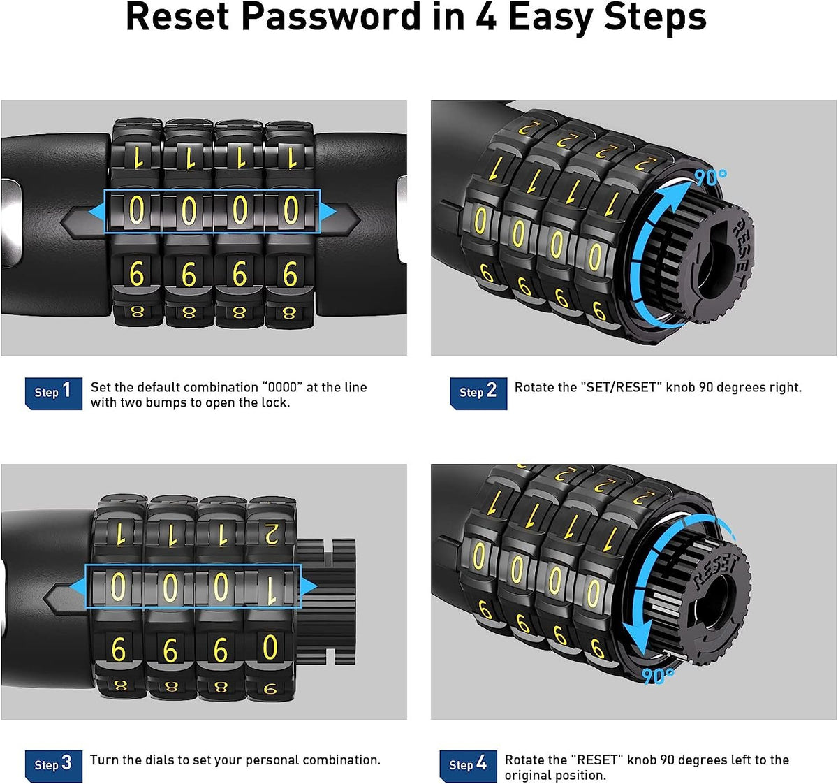 Hiboy 3.2 ft Combination Cable Lock - view 4