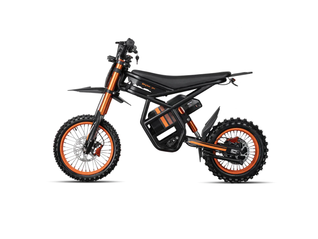 Black and orange electric bike on a white background