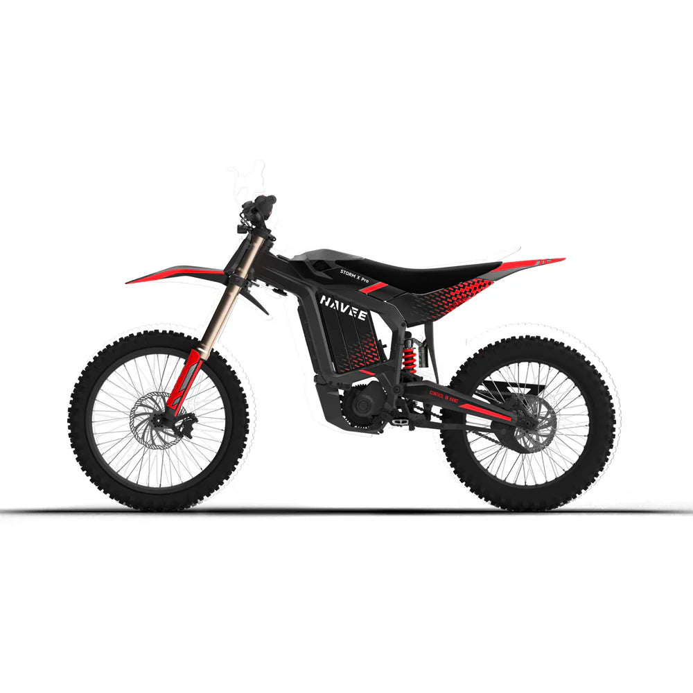 NAVEE STORM X Pro electric dirt bike with 17,000W motor and 72V Samsung battery on rugged trail
