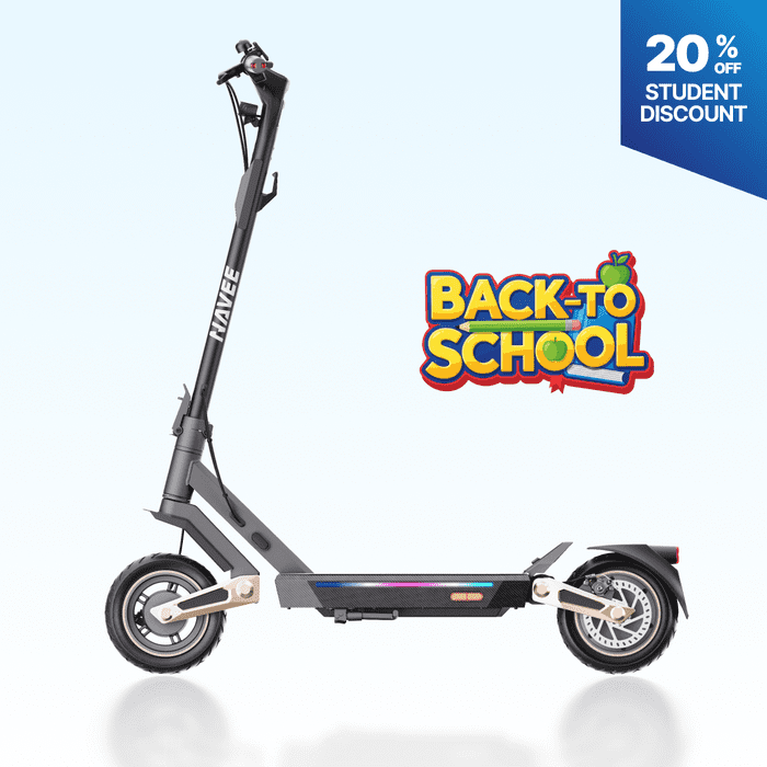Navee ST3 Pro electric scooter with 600W motor, 46.6-mile range, patented suspension, 10-inch tires, and smart safety features