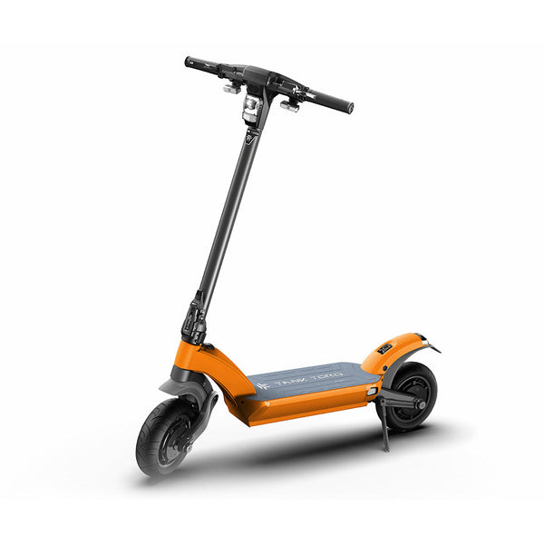 E-TWOW TankTorq TK5 electric scooter in orange, studio front three-quarter view