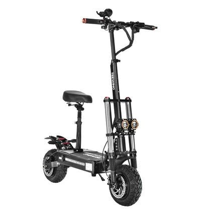 Teewing X5 Electric Scooter with 6000W dual-motor, 75-mile range, all-terrain tires, hydraulic suspension, and advanced safety features