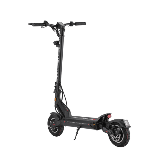 Teverun Blade Mini Pro electric scooter studio view from the front quarter