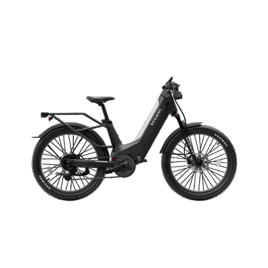Black electric bicycle on a transparent background