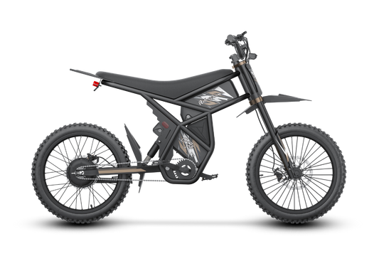 Riding’times GT73 Pro electric motorbike studio side view in black
