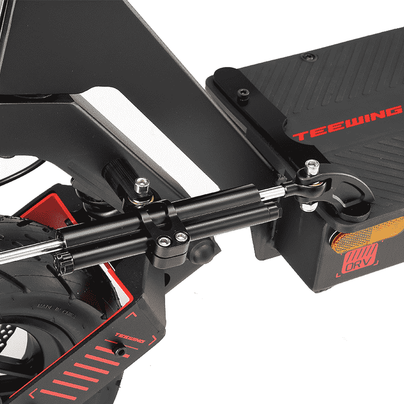 Steering damper fitted to the Teewing GT4 electric scooter
