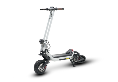 Riding’times G63 Convertible electric scooter studio view from the front quarter in all-terrain mode