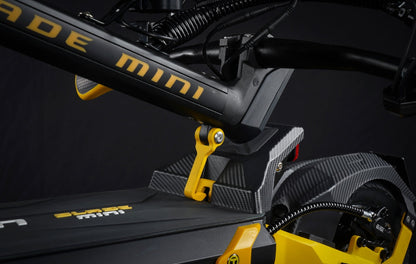 Teverun Blade Mini ultra electric scooter with dual motors, hydraulic brakes, and suspension designed for rugged outdoor riding