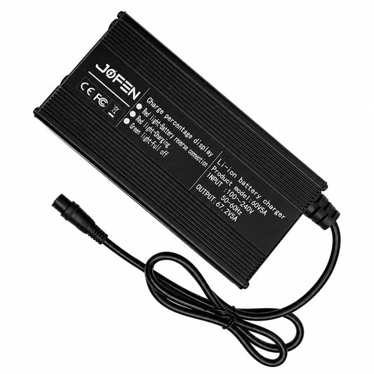 Joyor 60V 5A fast charger, black aluminum case with the output cable