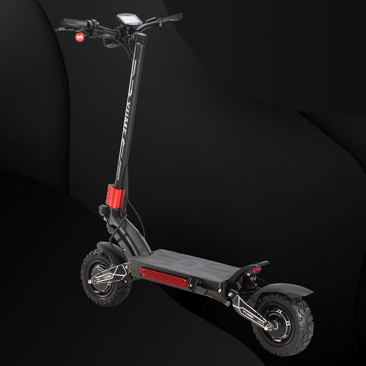 YUME Raptor electric scooter stem lights at night