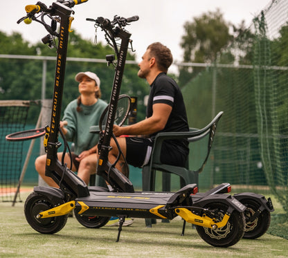 Teverun Blade Mini Ultra electric scooter with dual motor, hydraulic brakes, dual suspension, and IPX6 water resistance