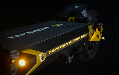 Teverun Blade Mini Ultra electric scooter with dual motors, LED display, and IPX6 water resistance.