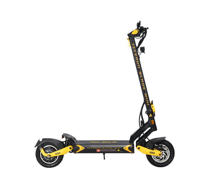 Teverun Blade Mini electric scooter with dual motors, 60V battery, hydraulic brakes, and IPX6 water resistance.