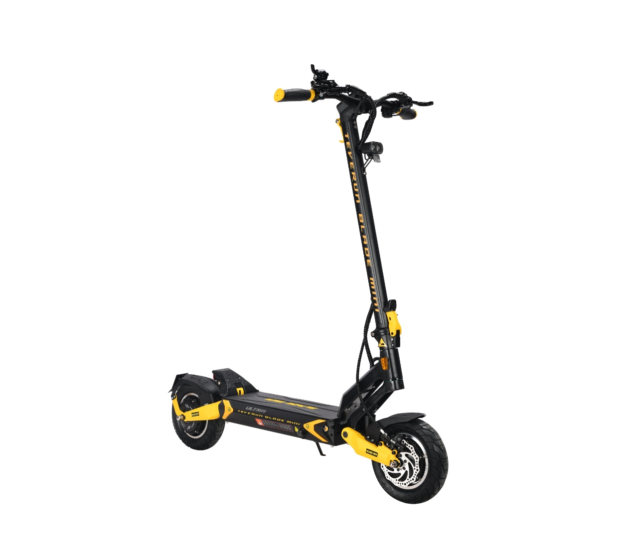 Teverun Blade Mini Ultra electric scooter with dual motors, hydraulic brakes, and IPX6 water resistance