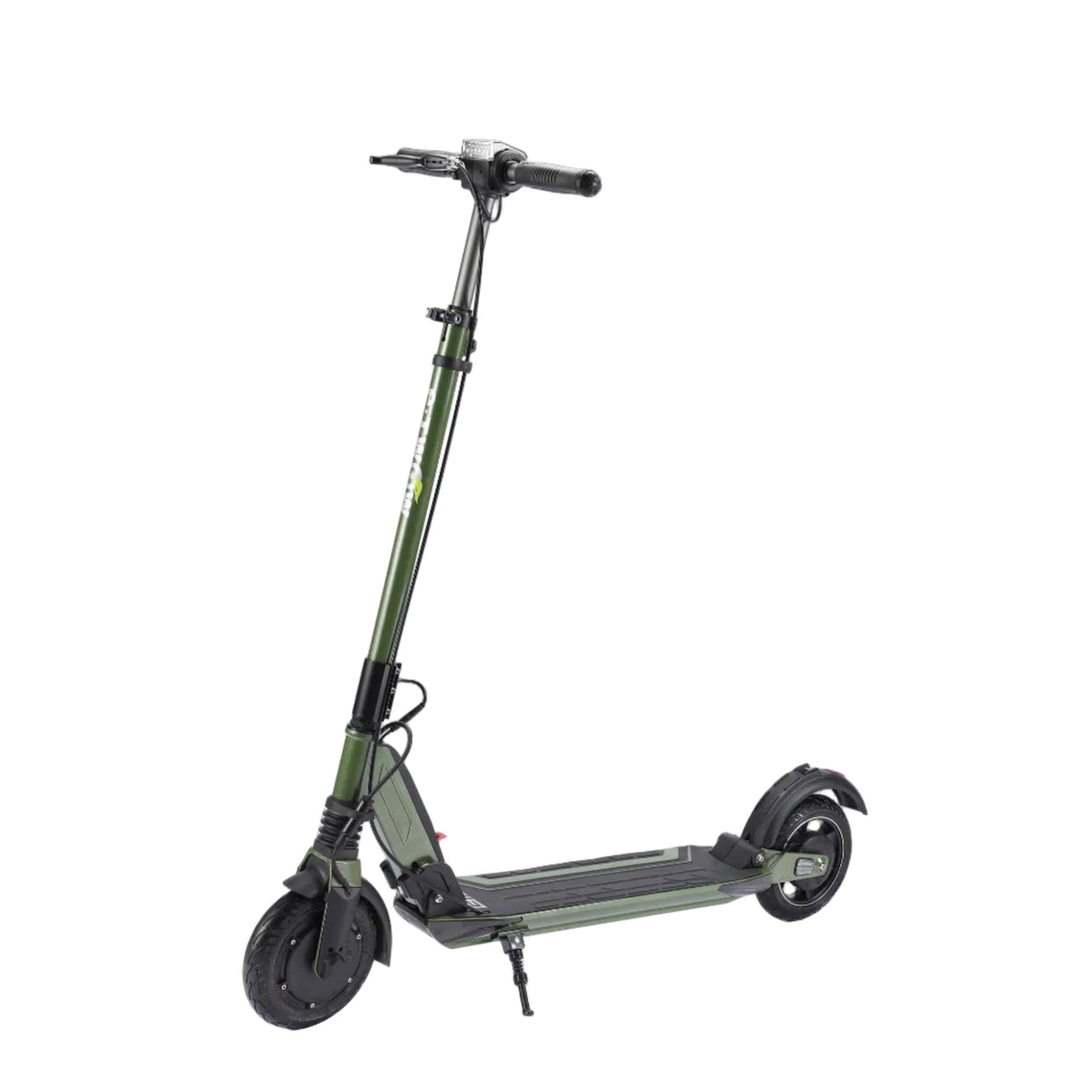 Green electric scooter on a white background
