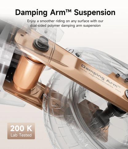 Damping arm suspension system with clear background