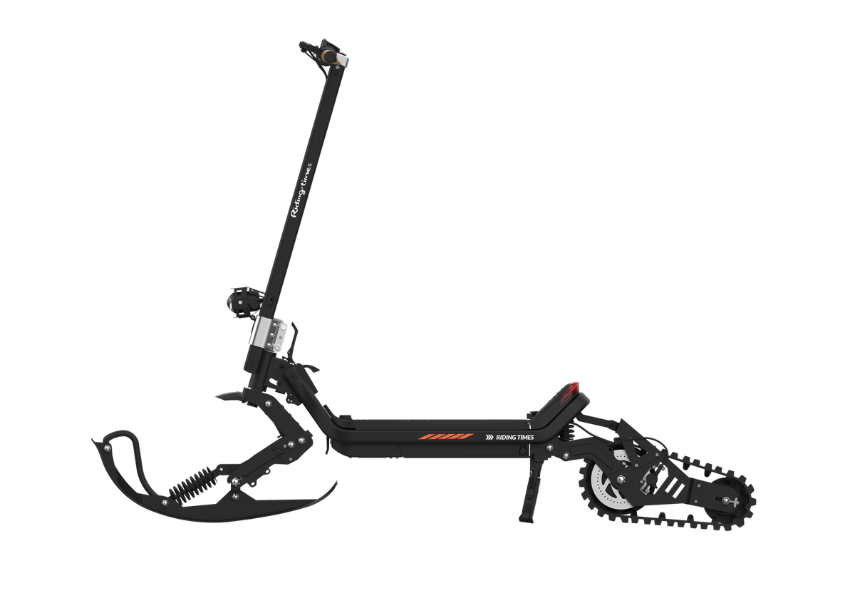 Riding’times G63 Convertible electric scooter in off-road mode with front wheel and rear track