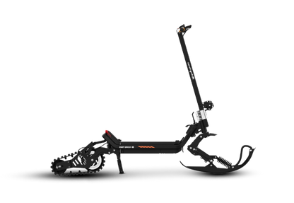 Riding’times G63 Convertible electric scooter fitted with the ski kit, studio side view