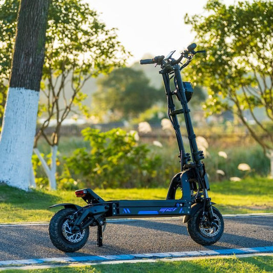 GSPACE Mars 11 ECO electric scooter with 50mph speed, 62-mile range, 2000W motor, hydraulic brakes, and foldable design