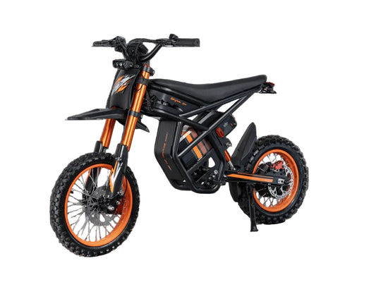 Black and orange electric bike on a white background