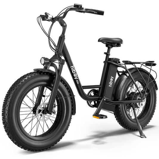 Hiboy EX6 electric bike with step-through frame, 500W motor, Shimano 7-speed, and LCD display