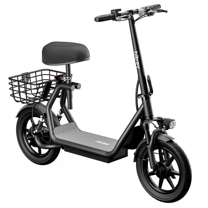 Hiboy Q2 Electric Scooter with 14-inch tires, 527W motor, 20 MPH speed, 22-mile range, and LED lights