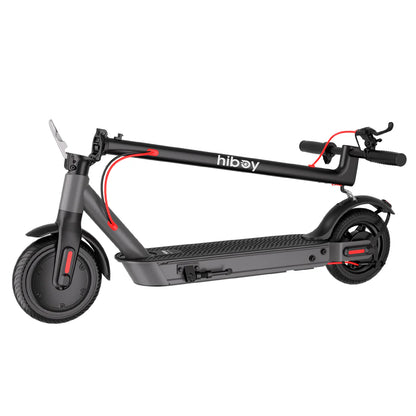 Black electric scooter with 'hiboy' branding on a white background