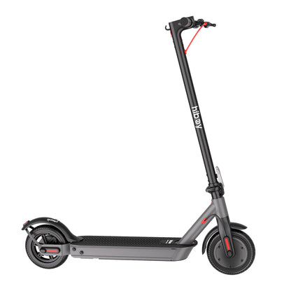 Gray electric scooter with black handlebar on a white background