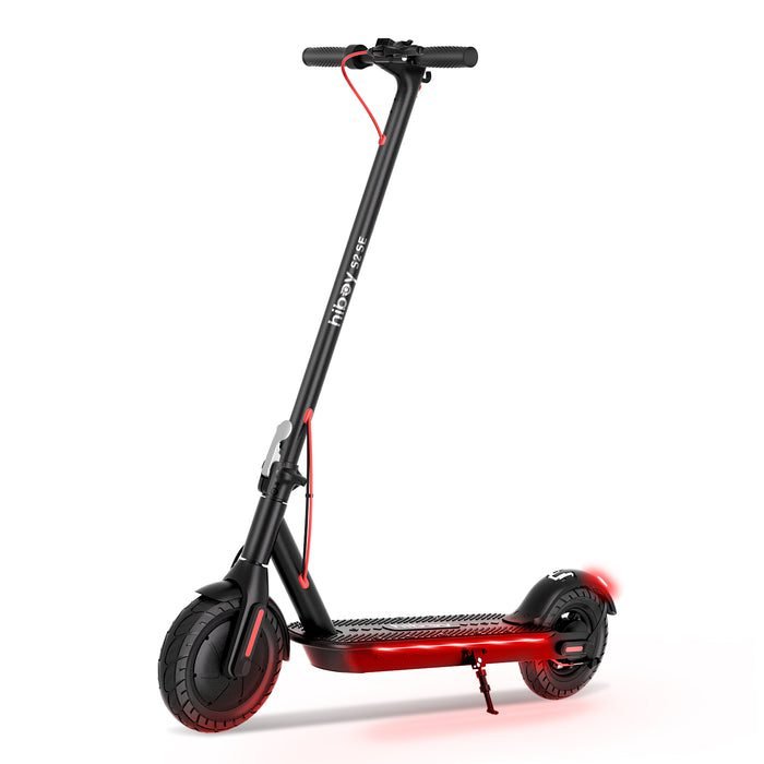 Black and red electric scooter on a white background