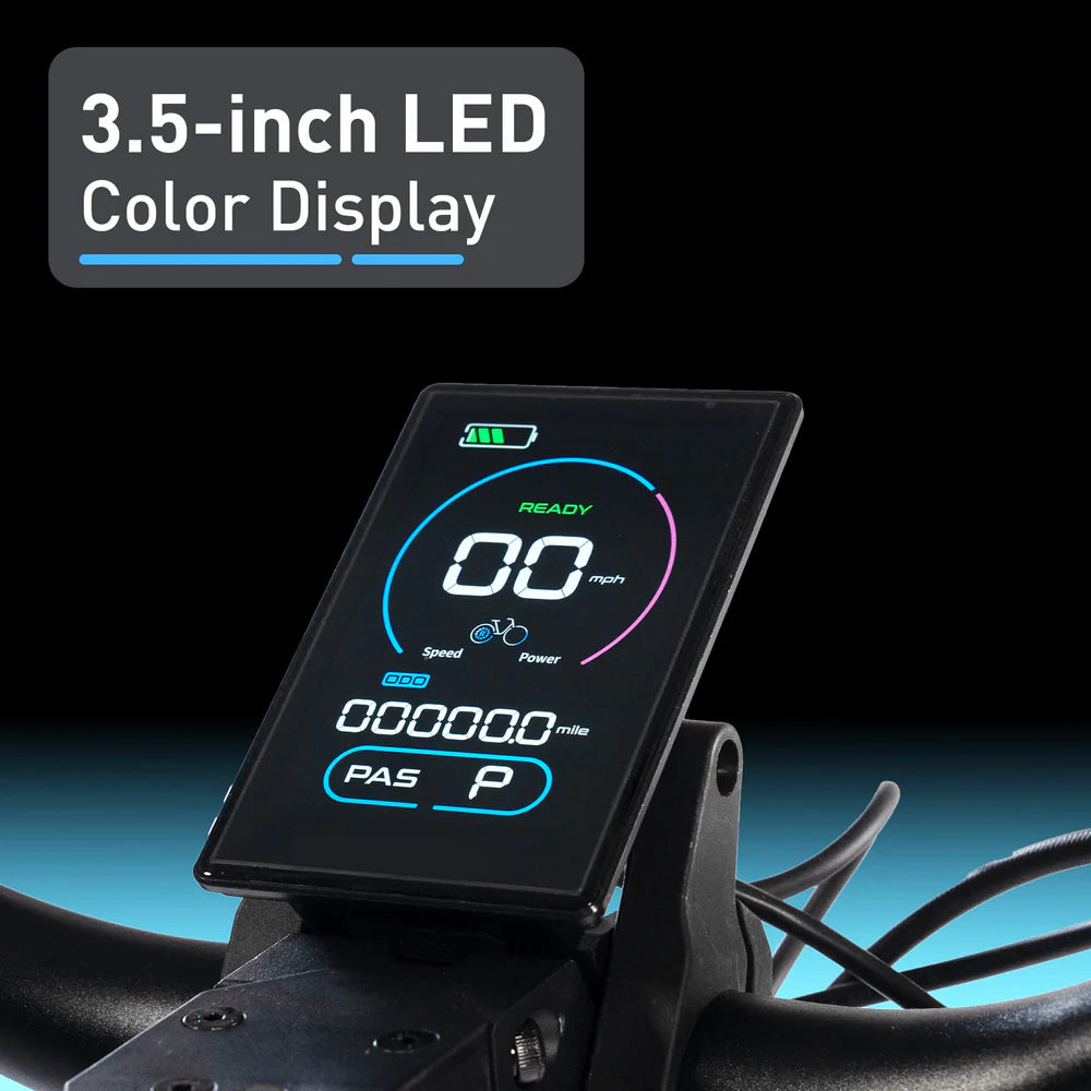 3.5-inch LED color display on a black background