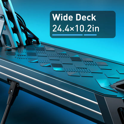 Wide deck with dimensions 24.4x10.2in on a blue background