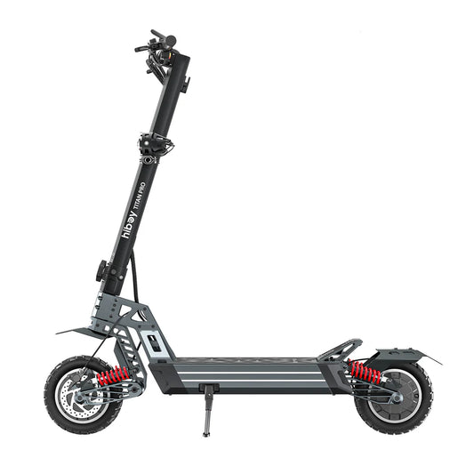 Black electric scooter on a white background