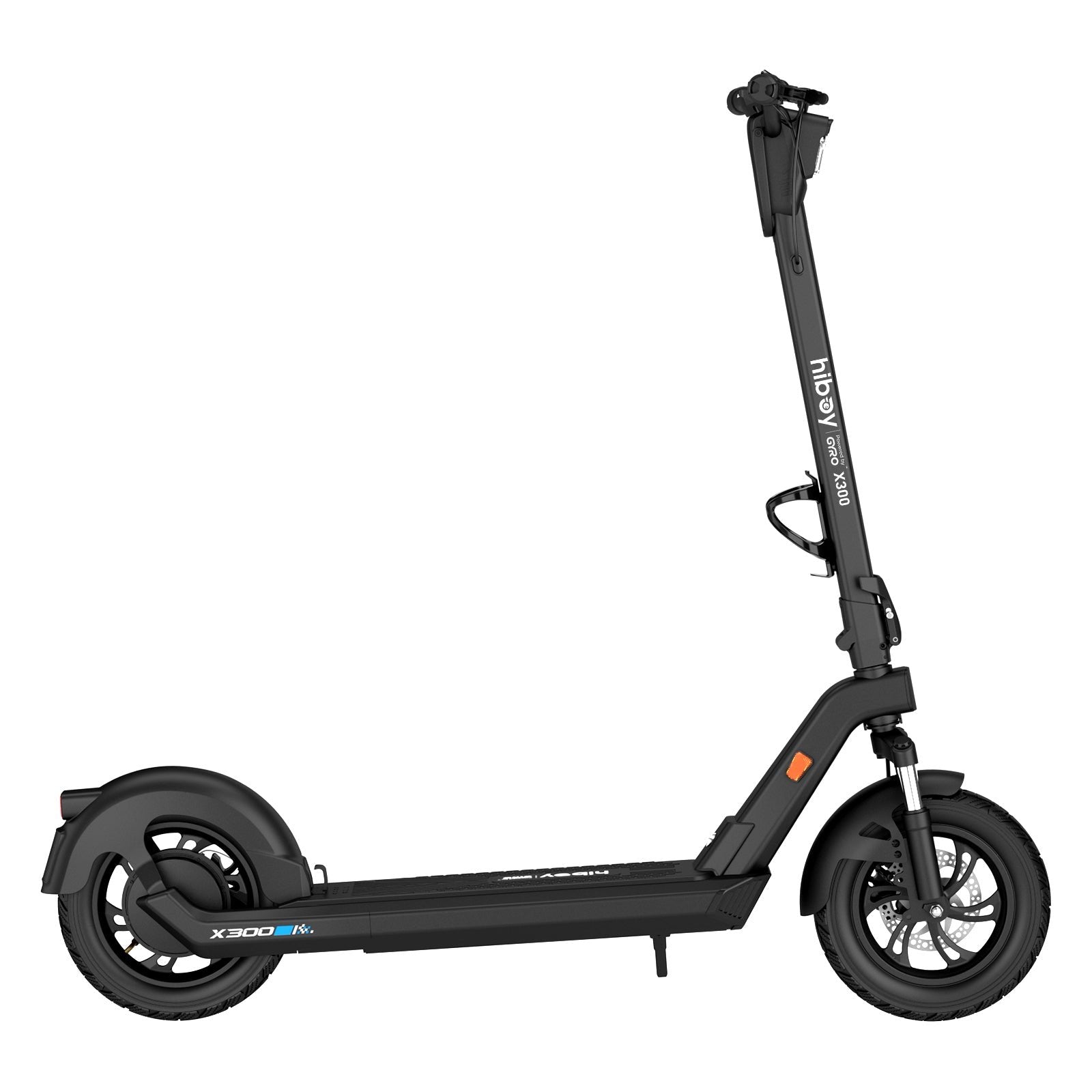 Black electric scooter on a white background