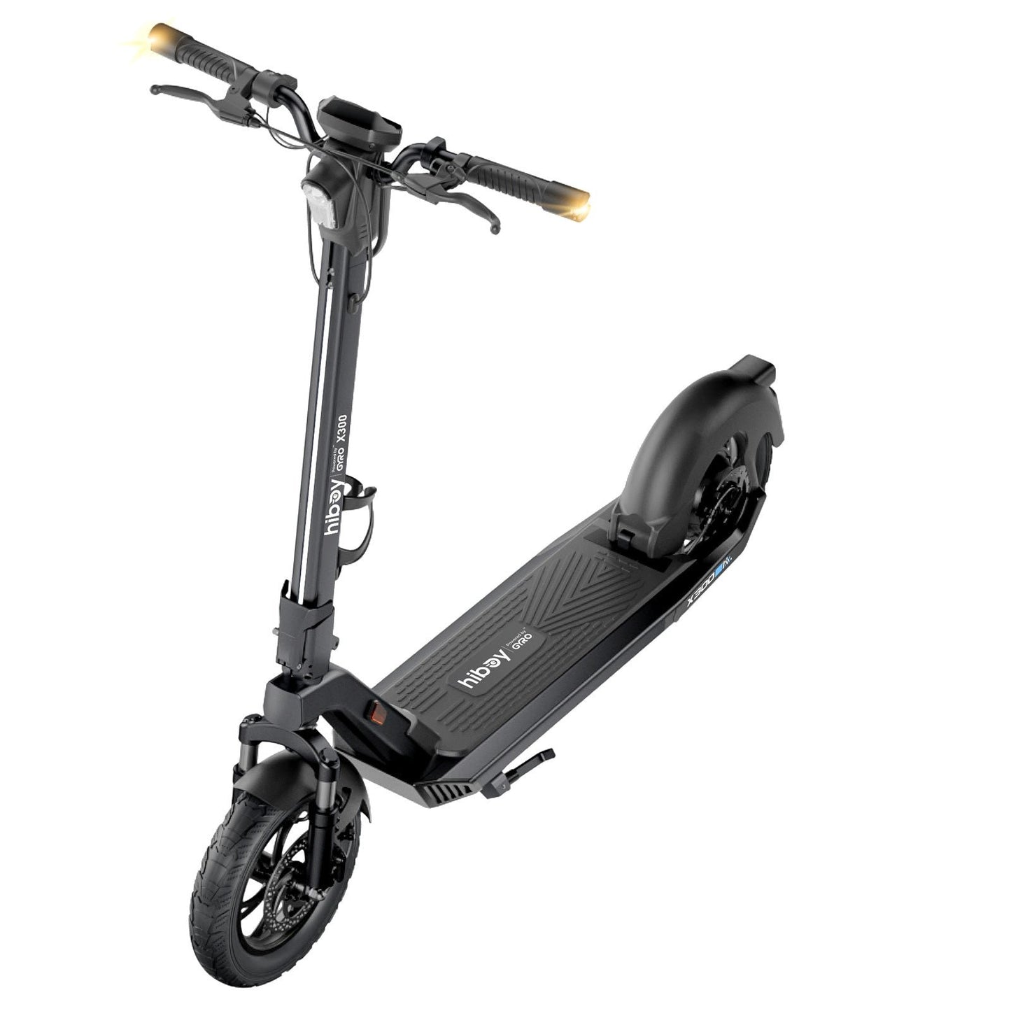 Black electric scooter on a white background