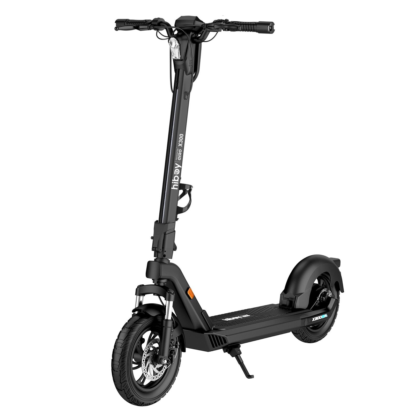 Black electric scooter on a white background