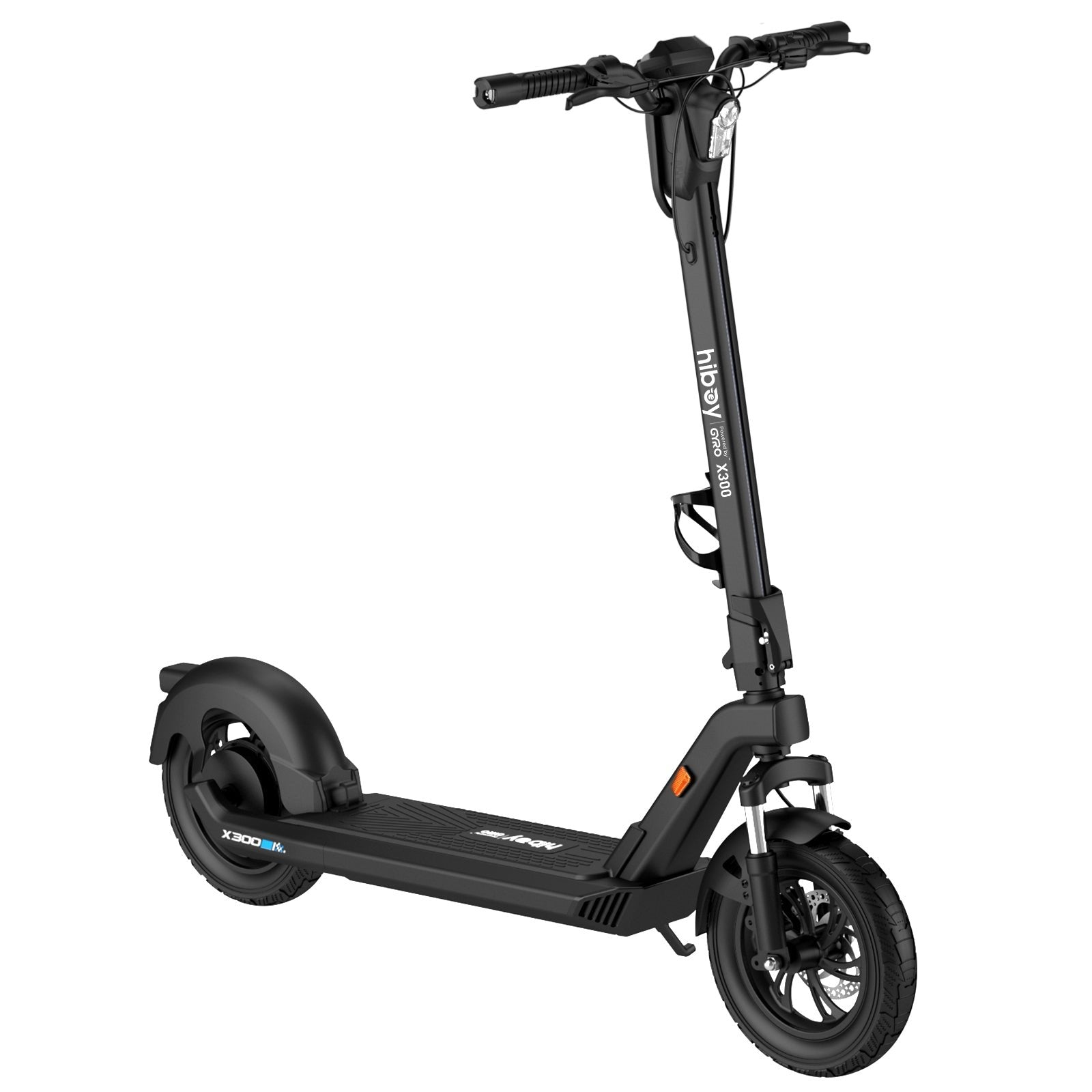 Black electric scooter on a white background