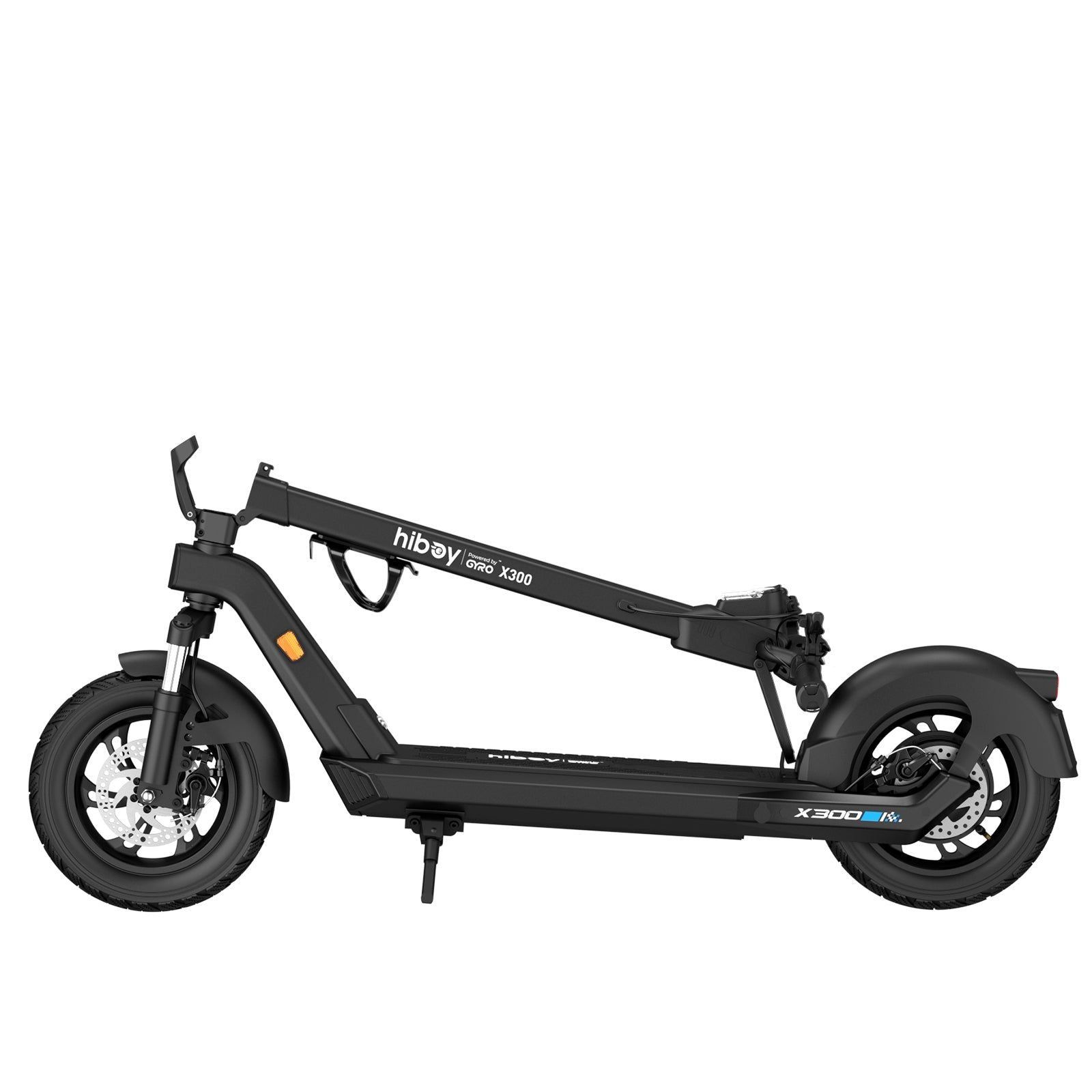 Black electric scooter with 'hiboy' branding on a white background