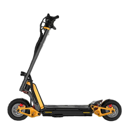 Yellow and black electric scooter on a white background