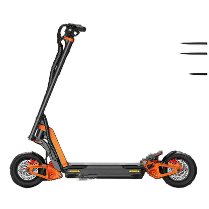 Black and orange electric scooter on a white background