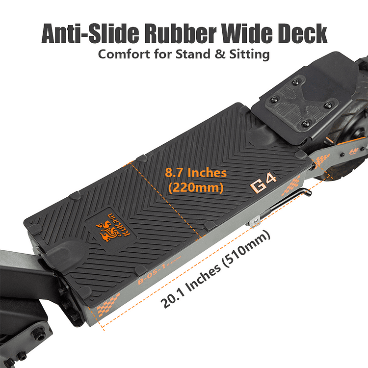 Rowing machine with anti-slide rubber wide deck and measurements on a white background