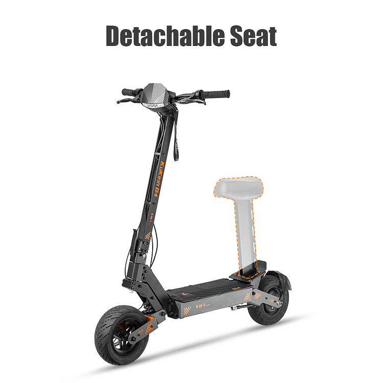 Electric scooter with detachable seat on a white background
