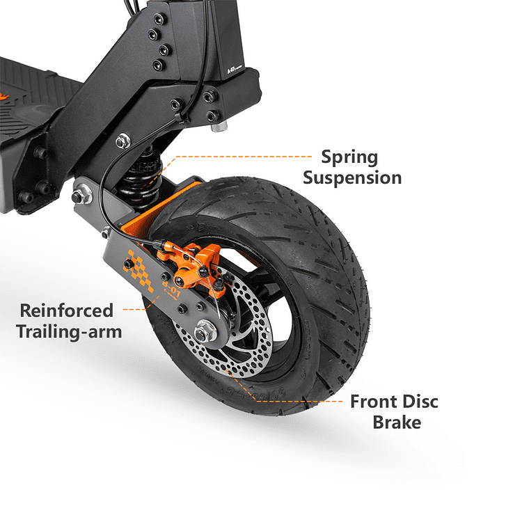 Close-up of a scooter wheel with labeled components on a white background