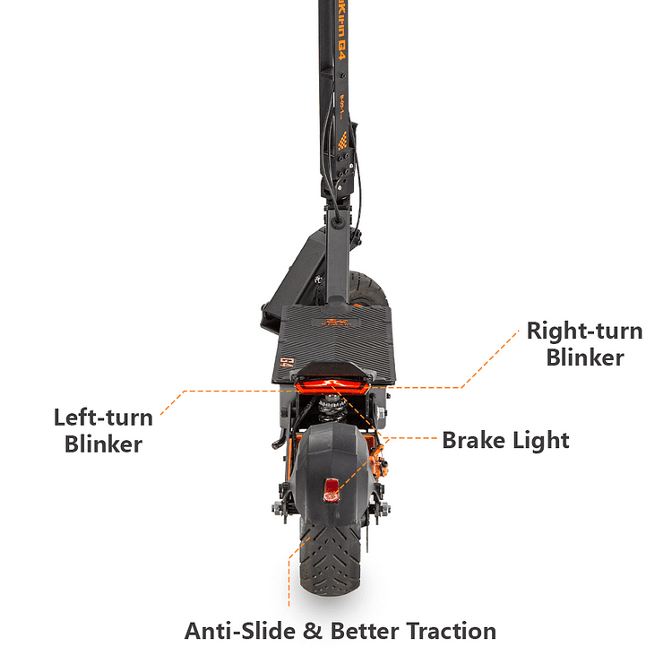 E-scooter with labeled parts on a white background