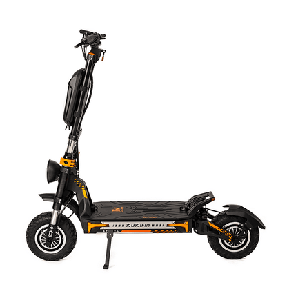 Black and orange electric scooter on a white background