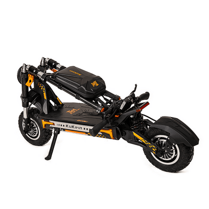 Black and orange three-wheeled vehicle on a white background