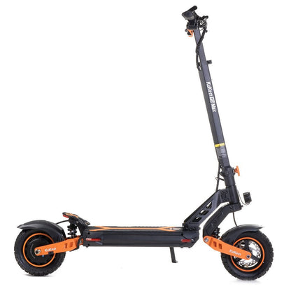 Black and orange electric scooter on a white background