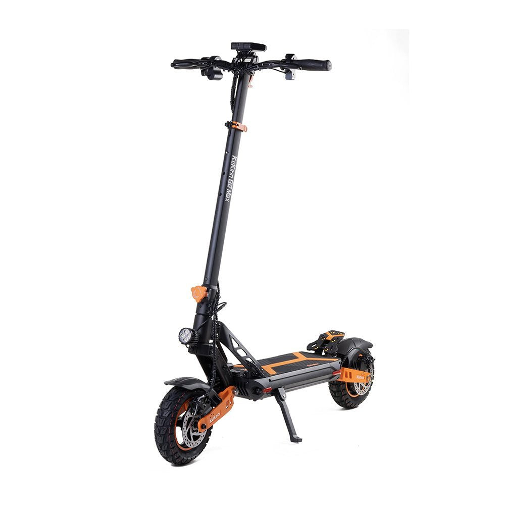 Black and orange electric scooter on a white background