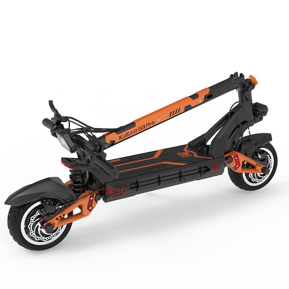Orange and black electric scooter on a white background