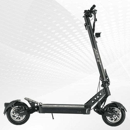 Black electric scooter on a white background
